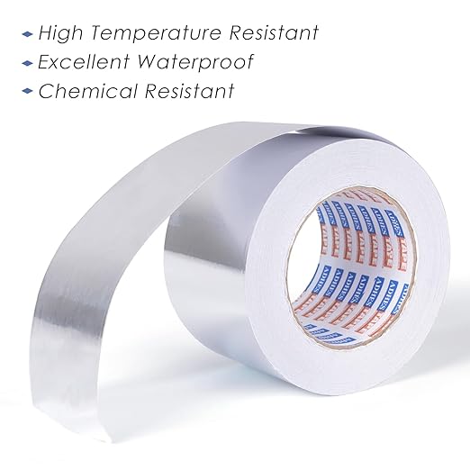 ADHES Foil Tape Aluminum Tape Heat Resistant Tape Metal Duct Tape, Withstand from 80°C to 100°C, 75mm x 50m, 16Rolls Set, for HVAC, Repair Sealing and Insulation