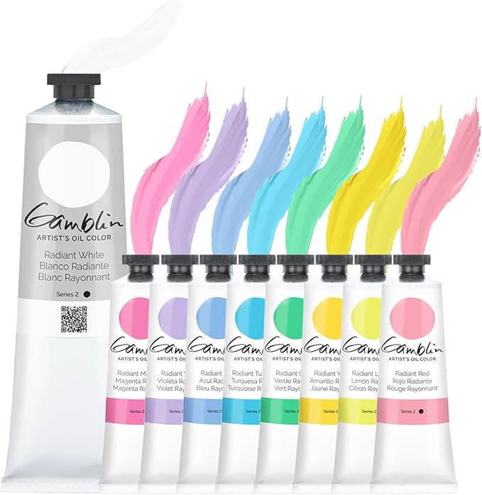 Gamblin Professional Oil Paint Set - 9 Radiant Colors, 37ml Tubes & 150ml Radiant White, Opaque & Low Absorption, Inspired by Impressionists, Ideal for Plein Air & Alla Prima Painting