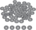 HARFINGTON 50pcs Sewing Button 15mm (5/8 Inch) 4 Holes Resin Thickened Round Crafting Replacement Buttons for Clothing DIY Crafts Decoration, Gray