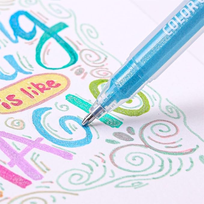 72 Colors Glitter Gel Pens Plus for Adult Metallic Writing Drawing for Birthday Cards, Christmas Cards, Art Crafts, Coloring Books, DIY Projects