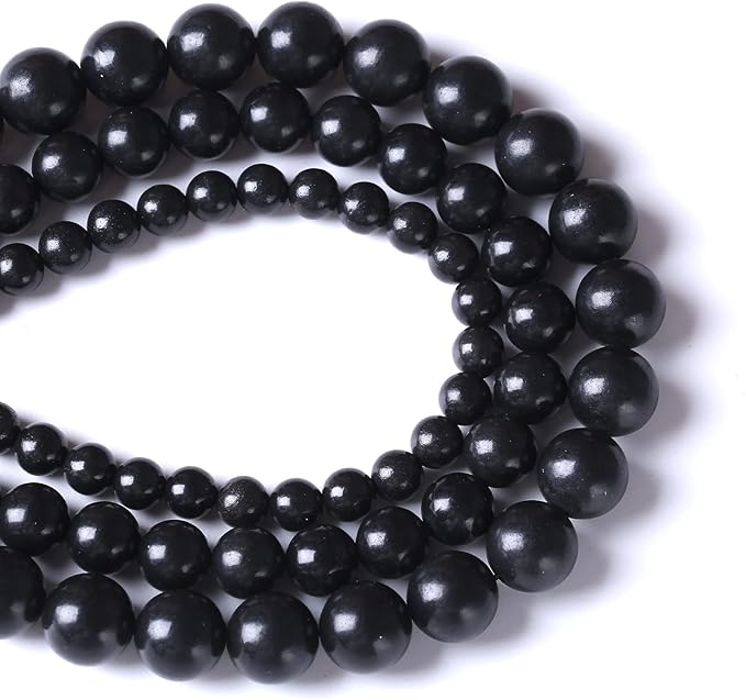 120PCS 6MM Natural Stone Shungite Beads Crystal Loose Beads for Jewelry Making DIY Bracelet