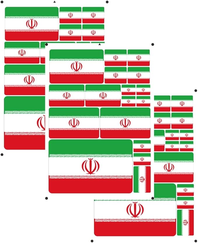 vmcoatdu Iran Flag Laser Printing Sticker 3 Pcs Decal in Multiple Sizes Stickers (Green Iran)