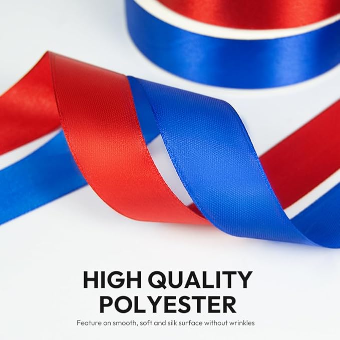 KMER LIFE 1 inch Wide x 50 Yards Royal Blue Single Faced Polyester Satin Ribbon, Royal Blue Satin Ribbon Perfect for Wedding Decor, Wreath, Crafts, Gift Wrapping & Other Projects (Royal Blue)