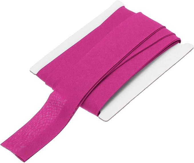 MECCANIXITY 1 Inch Double Fold Bias Tape Continuous Bulk Cotton Bias Tape for Sewing Seaming Quilting Hemming Binding Crafts (Rose Red 6 Yards)