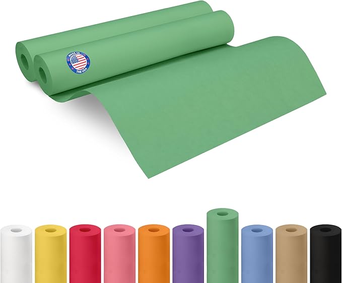18" x 1200" (100 ft) Green Kraft Paper Roll, Pack of 2 - USA-Made Quality Craft Paper for Gift Wrapping, Kids' Arts & Crafts, School Projects - 100% Recycled, 50 lb Natural Material by IDL Packaging