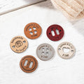 Custom Name Leather Handmade Craft Buttons, Personalized Sewing Tags for Crochet with Engraved Pattern - Handmade with Love Button Gift for Mom Mother Grandma