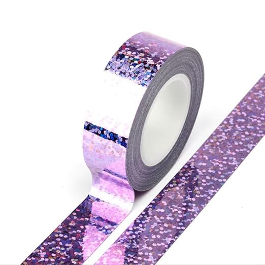 Glitter Prism Tape Strong Adhesive Holographic Sparkle Washi Tape Reflective Glitter Sparkle Tape Sparkle Decorative Tape Sparkle Masking Tape Glitter Crafting Tape (8 Rolls, 0.6in x16.5ft)