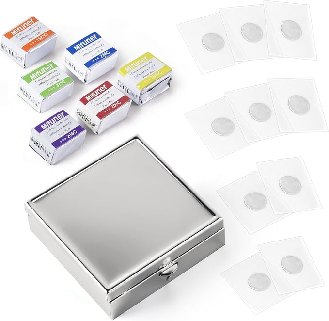 Mini Portable Handmade Artist Watercolor Paint Travel Metallic Box Set with 6 Solid Watercolor Half Pans (Each Capacity Approx 1.5ml).Mix Color 11
