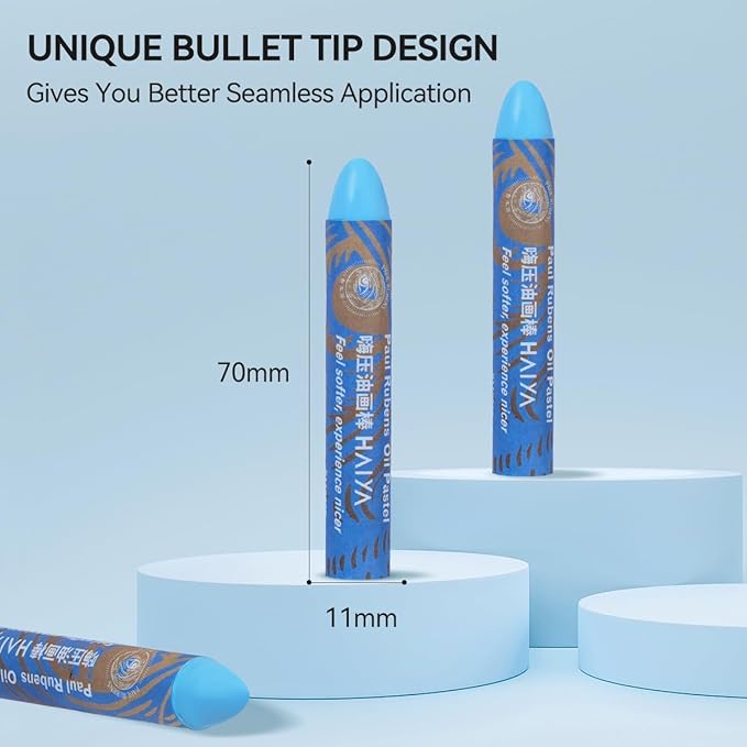 Paul Rubens Ash Blue Oil Pastels (8 Pack) - Ultra-Creamy & Blendable, Bullet Tip for Precision - Premium Art Supplies for Drawing, Sketching & Painting - Ideal for Artists, Students & Beginners