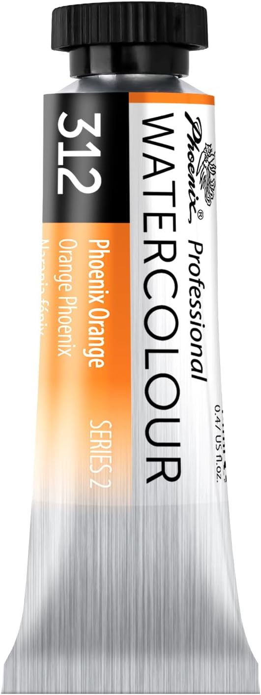 PHOENIX Professional Watercolor Paint Single Tube - 0.47 Fl Oz / 14ml - Phoenix Orange