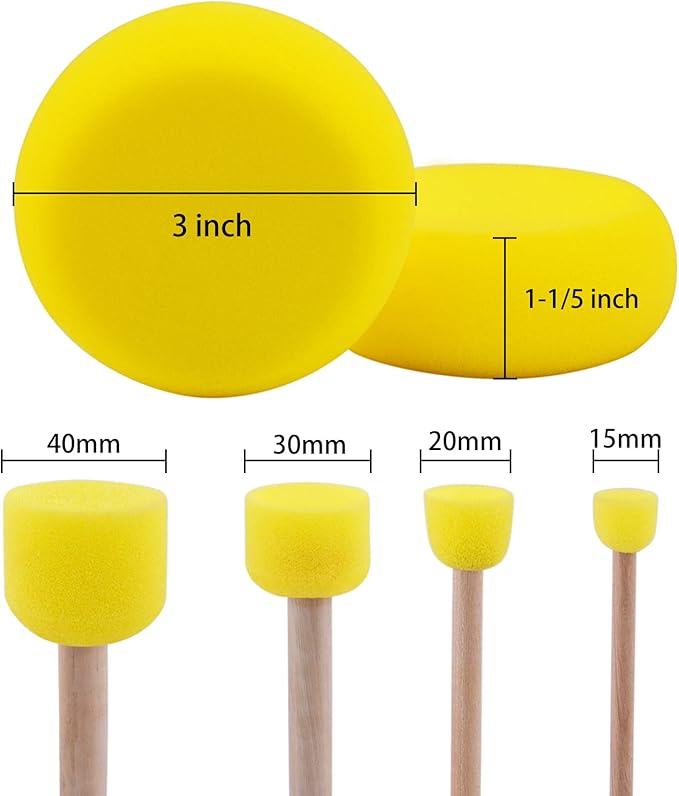 Hapeper 28 Pieces Round Sponge Brush, Artist Painting Foam Sponge for Watercolor, Crafts, Face Painting