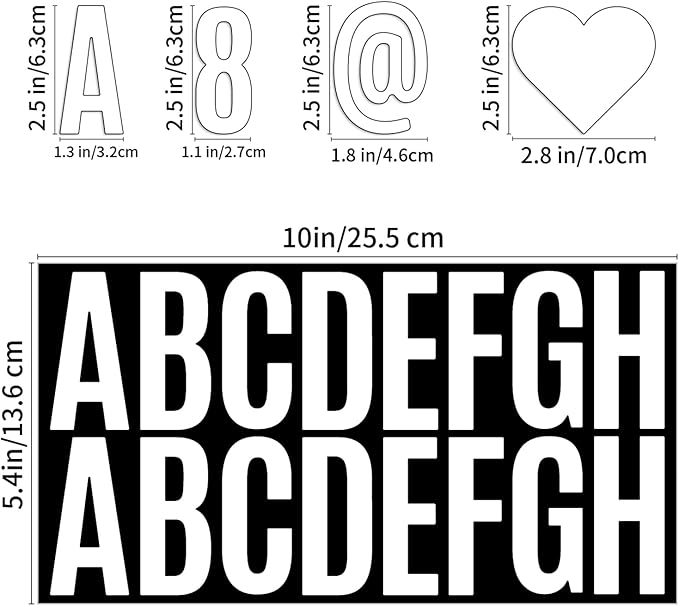 Bemeol 500 Pieces 30 Sheets Large Letter Stickers 2.5 Inch Alphabet Letter Stickers Self Adhesive Letters for Bulletin Board Mailbox Door Classroom Home Decor(White)