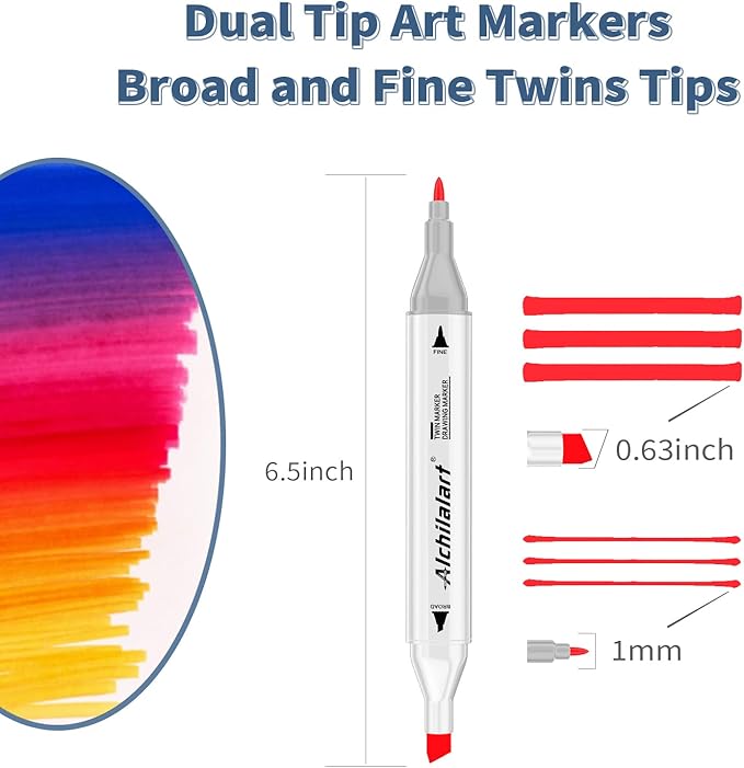 80 Colors Alcohol Markers Set, Alchilalart Artist Art Alcohol Markers, Classic Series Alcohol Felt Permanent Art Markers, Animation Art Sketch Sketching Highlighting for Adult Kids
