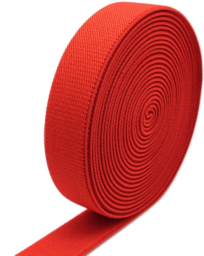 Sewing Elastic Band 1-Inch by 5-Yard Red Colored Double-Side Twill Woven Elastic