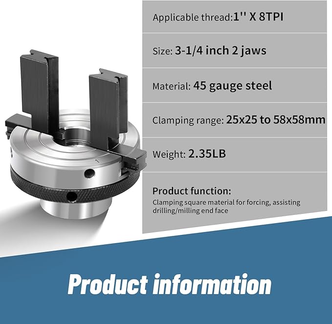 Dedicated Pen Drilling Lathe Chuck 3-1/4-inch 2-Jaw,Pen Blank Drilling Chuck with 1" X 8TPI Direct Thread,Pen Blank Chuck for Woodturning