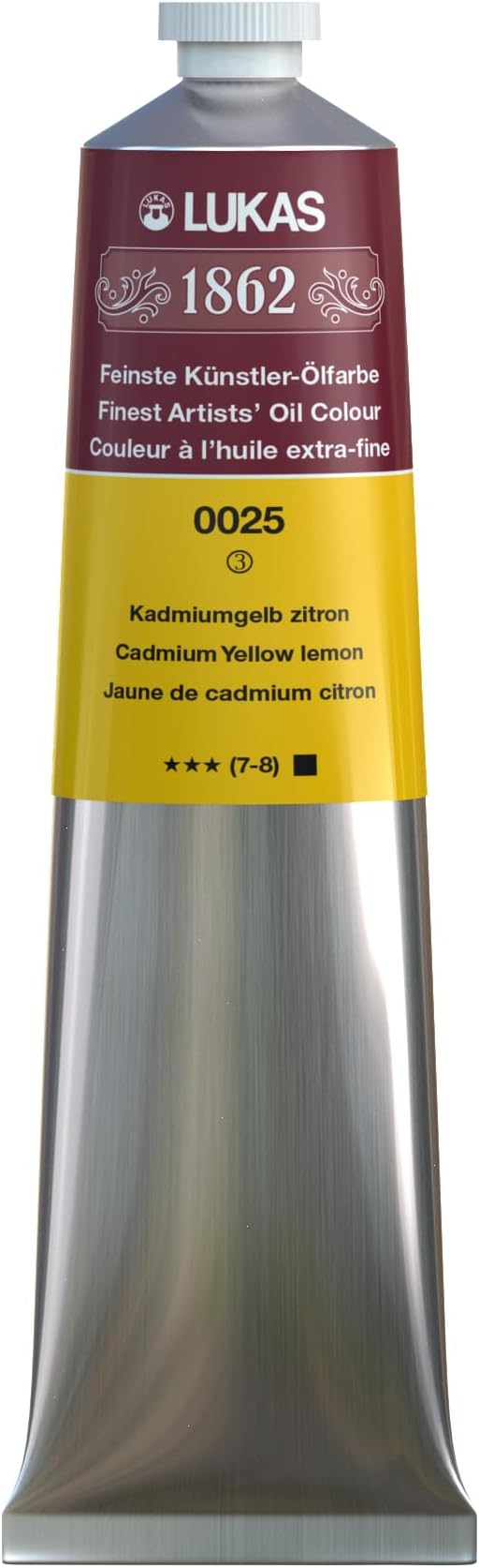 Lukas 1862 Professional German Oil Paint, Cadmium Yellow Lemon 200 mL - w/Beeswax & Non-Yellowing Sunflower Oil, Short Drying Time, Smooth, Outstanding Lightfastness