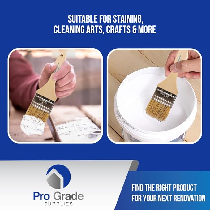 Pro Grade - Chip Brush – Paint Brush Set – 24 Pack - Natural China Bristle Paintbrush Set for Art, Craft, Epoxy, Varnish, Resin, Stain, Glue, Gesso, Primer, Acrylic and Oil Paint