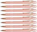 PASISIBICK 8 Pack Rose Gold Ballpoint Pen 2-in-1 Stylus Retractable Metal Stylus Pen for Touch Screens with Stylus tip, 1.0 mm Black Ink（8 PCS Rose Gold）