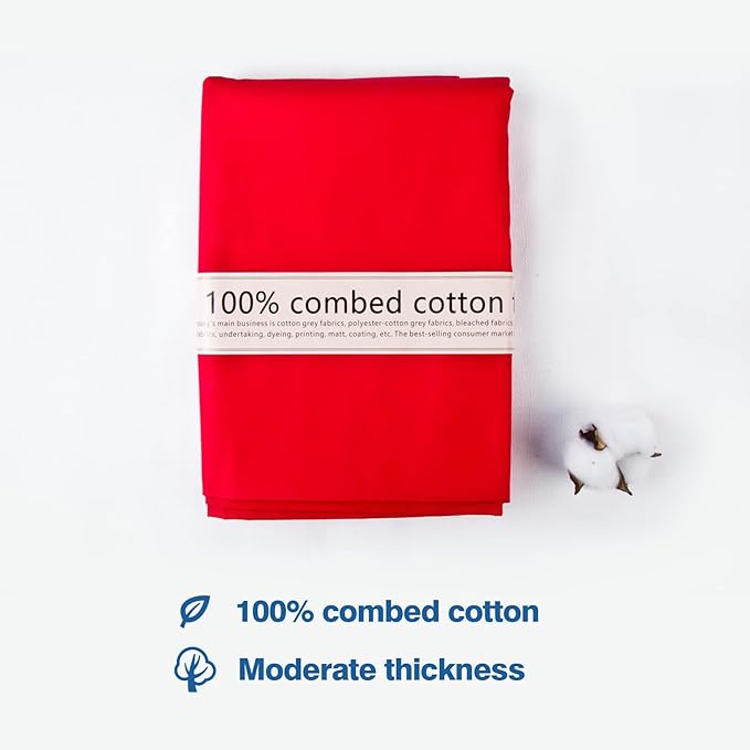 5 Yard Red Cotton Fabric,Natural Cotton Poplin Fabric by The Yard, 59 Inches Wide 100% Cotton Fabric,Soft Embroidery Muslin Quilting Material for Sewing Material Apparel Cloth