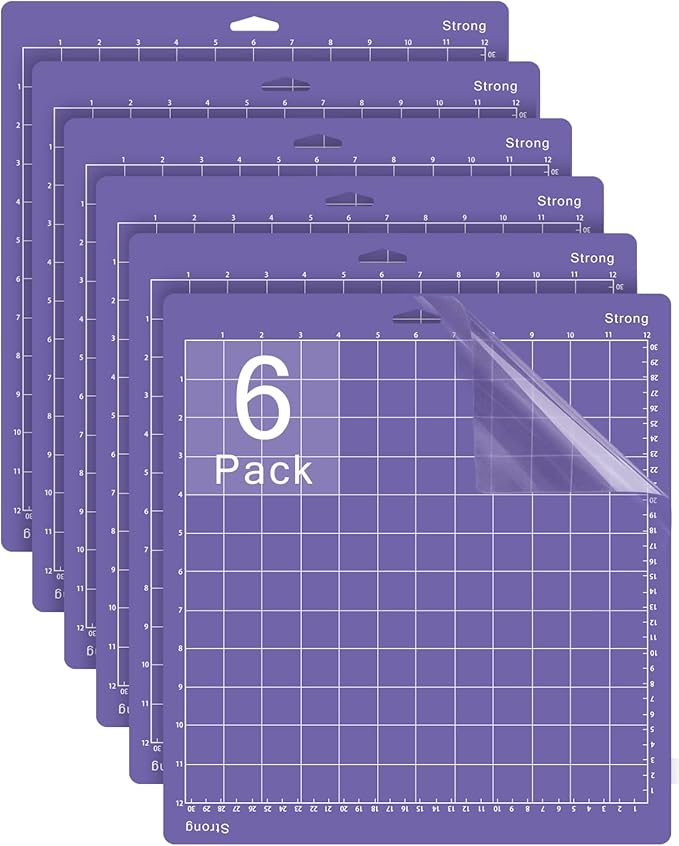 Gwybkq Cutting Mat, Compatible with Cricut Explore Air 2/Maker 6 Pack Strong 12x12 Purple Adhesive Sticky Non-Slip Cut Mats for Silhouette Cameo 4/3/2/1 Replacement Accessories for Crafts