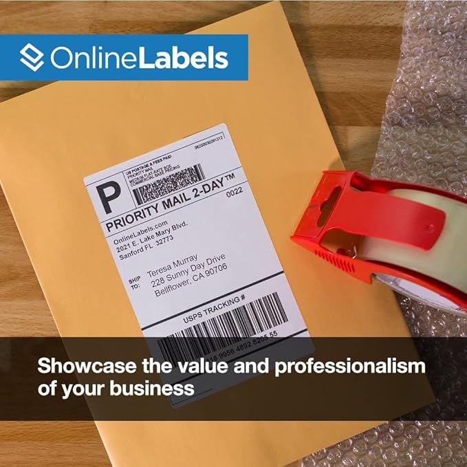 8.5 x 5.5 Half-Sheet Shipping Labels - Permanent, White Matte - for FBA, FedEx, UPS - Pack of 1,000 Labels, 500 Sheets - Inkjet/Laser Printers - Online Labels