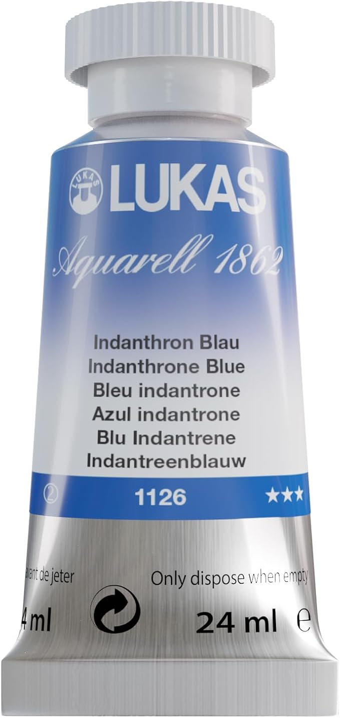 Lukas 1862 Aquarell Artists' Watercolor Tubes, Indanthrone Blue 24 ml - Vibrant Professional Grade Watercolor Paint - Easy-to-Wet, Intense Color, Long-lasting - Ideal for Professional Watercolorists