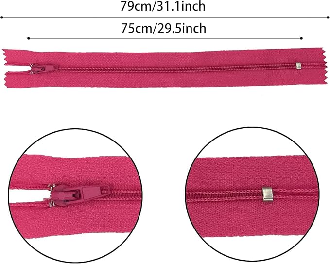 Zipper, DOITEM 24 pcs 30 inch Zippers for Sewing 75cm/30 Inch Multicolor Nylon Coil Zippers for Sewing and Crafts 24 Colors