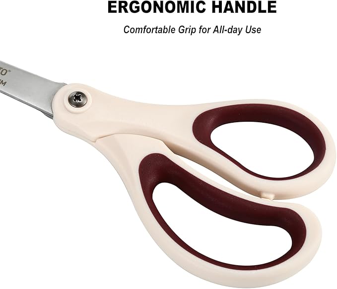 LIVINGO 3 Pack 8" Sharp Scissors All Purpose - Titanium Coated Stainless Steel Blades for Office, School & Home Crafting Cutting Fabric, Paper - Sky Blue & Dusty Pink & Beige