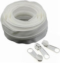 Leekayer #3 White Nylon Zippers by The Yard Bulk 10 Yards with 25pcs Silver Sliders, Zipper for Sewing Dress Tailor DIY Handmand Bag Luggage Sofa Duvet Cusion Pillow Pockets Purses