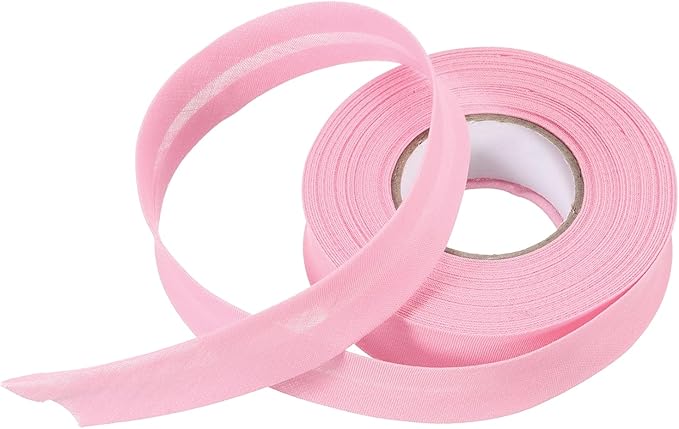 MECCANIXITY 3/4 Inch Single Fold Bias Tape Polyester Continuous Bulk Bias Tape for Sewing, Seaming Quilting Hemming Binding Crafts (Pink 10 Yards)