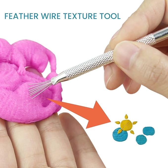 4 Pack Clay Ceramic Needle Tools Pottery Craft Tools Sculpture Feather Wire Texture and Needle Detail Tools for Pottery Modeling, Carving, Detail Processing