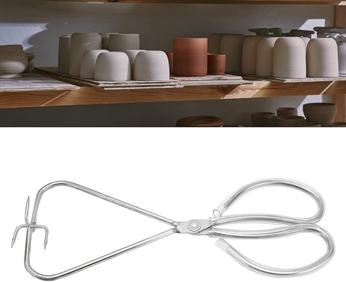 Stainless Steel Dipping Tong Pottery Tool, Clay Sculpture Dipping Tong Pottery Tool Kiln Furniture for Pottery Artists, Ceramic Polymer Clay Glaze Dipping Tongs Glazing Tools