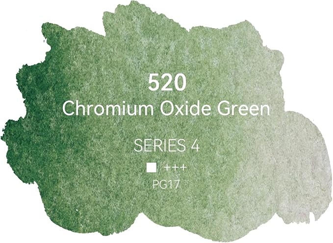 PHOENIX Professional Watercolor Paint - Single Watercolor Half Pan - Chromium Oxide Green 520