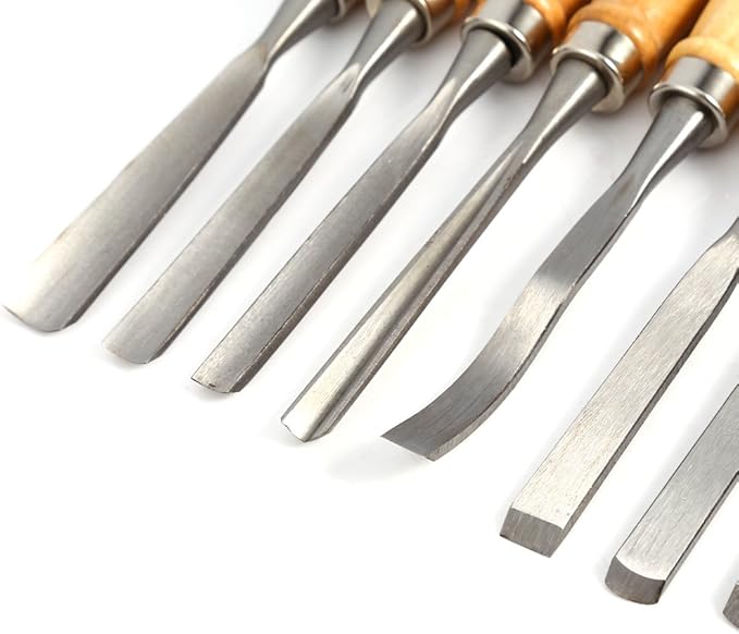 Ejoyous Wood Carving Chisel Set, 12PCS Wood Carving Hand Chisel Set, Woodworking Professional Lathe Gouges Tools Woodworking Cutter with Bag for Sculpture Carpenter