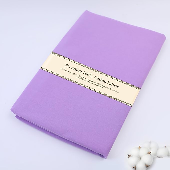 Cotton Fabric Natural Cotton Poplin Fabric by The Yard 100% Cotton, 59 Inches Wide Soft Embroidery Fabric Material for Quilting, Sewing, Crafts, Binding, Backing and Lining (Purple, 3 Yard)