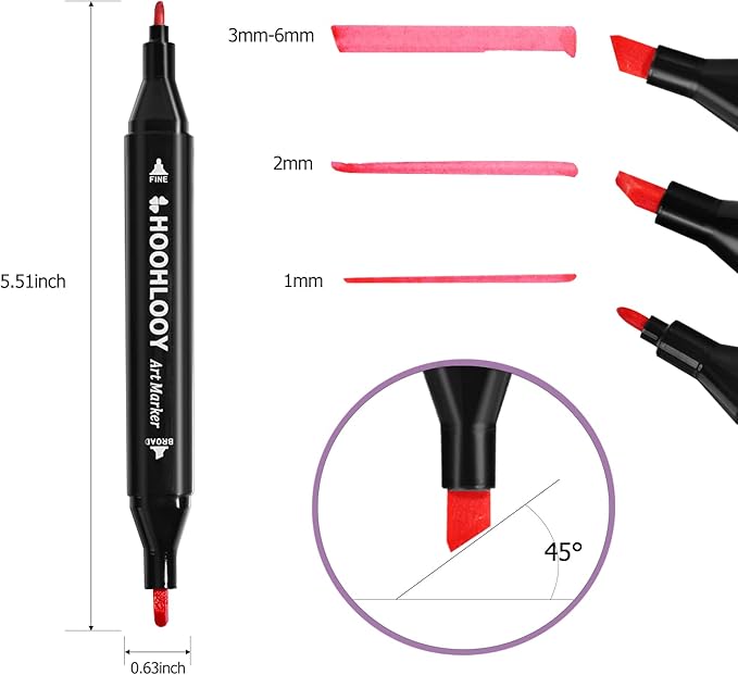 80 Colors Upgraded Alcohol Marker Set, Brush Chisel Double Head Art Marker for Artists Adult Coloring, Sketching, Painting, Comes w/ 1 Case