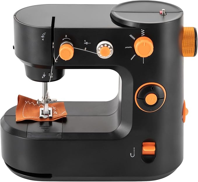 Portable Electric Household Sewing Machine - Straight & Reverse Sewing, Automatic Thread Winding, LED Light for Clothing, Pants, Silk (Black)