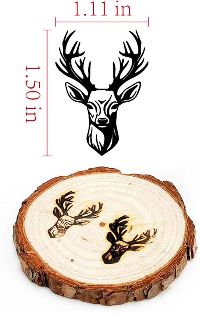 AIMOADO Deer Head Branding Iron Stamp, 1 1/2" Wood Branding Iron Personalized Logo for Meat, Burger, Wood, Hats with Full Set Tools