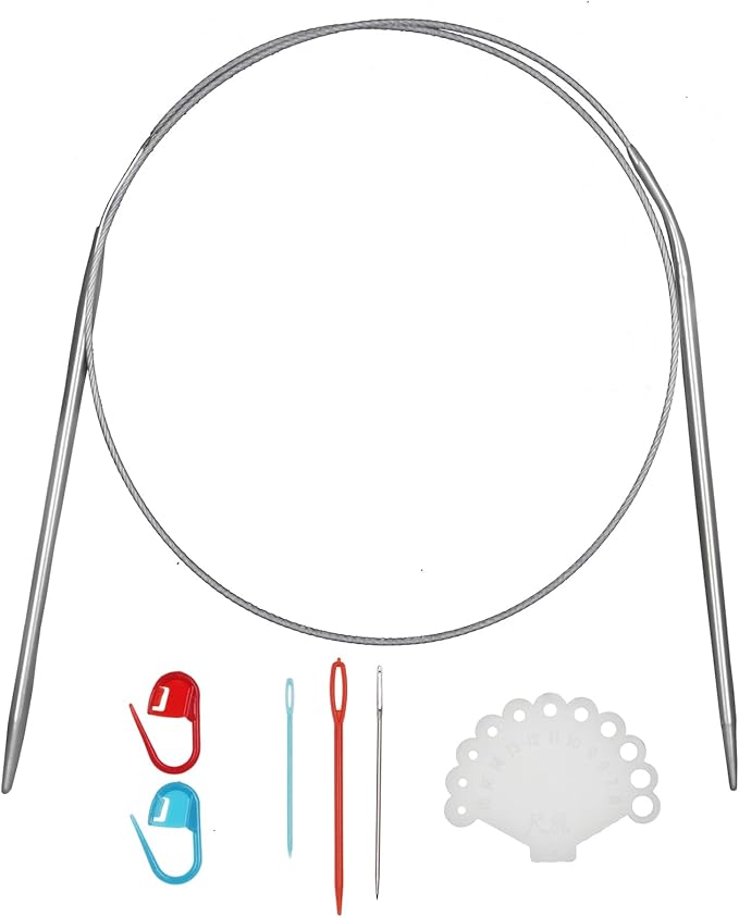 24inch (60cm) Stainless Steel Circular Knitting Needle Size US 4 (3.5mm) Metal Knitting Needles Set for Making Sweater Shawl Scarf