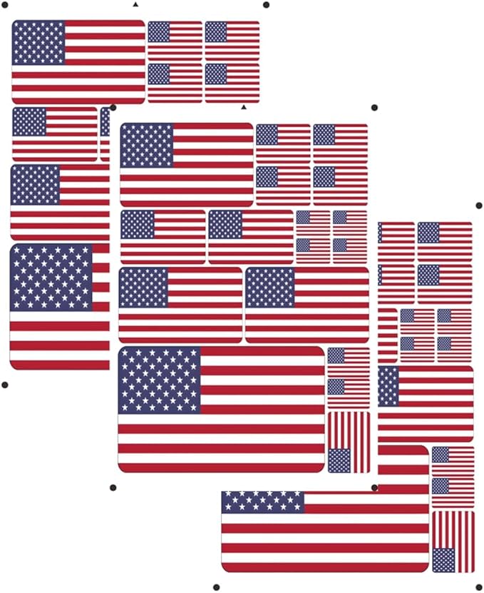 vmcoatdu America USA United States Flag Laser Printing Sticker 3 Pcs Decal in Multiple Sizes Stickers (Red America USA)