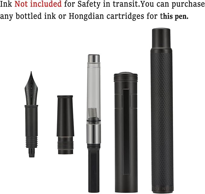 Black Forest Fountain Pen Fine Nib, Ink Cartridge Not Included, Classic Design with Converter and Metal Pen Case Set