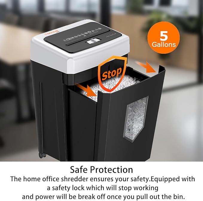 Bonsaii 15-Sheet Cross-Cut Shredder, 40-Min Run Time for Home or Small Office, Shreds CDs, Credit Cards & Staples, 5-Gallon Pull-Out Basket with Clear Window, 360° Swivel Casters – Black