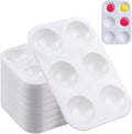 40 PCS White Plastic Paint Tray Palettes, 6 Well Rectangular Watercolor Oil Palette for Kids, Adult, Student Artist Craft Palettes,Painting Tray for Painting Party, DIY Craft and Art Painting