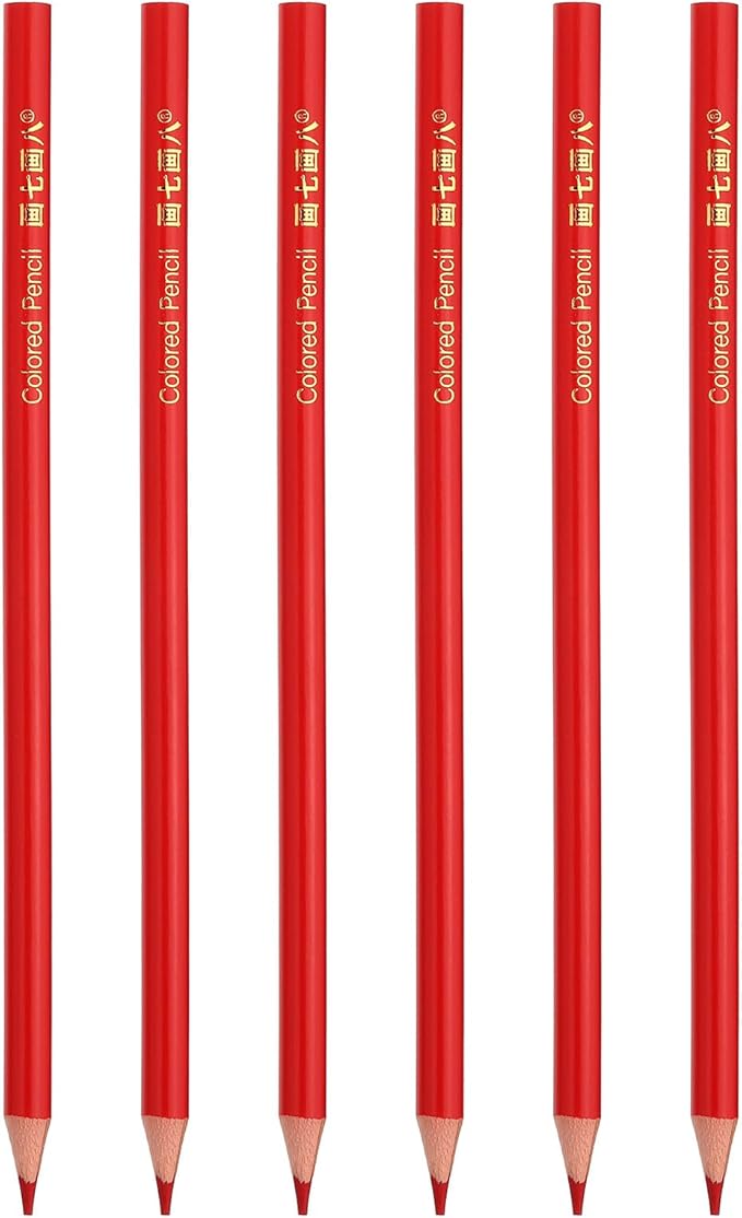 PATIKIL Red Colored Pencils Set,6 Pcs Oil Color Pencils Wooden Coloring Drawing Pencil for Artists Art Painting