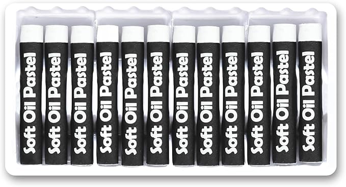qianshan Soft Oil Pastels Set of 12 Single Colors,Soft Texture Vibrant and Creamy Oil Crayons Pastels Art Supplies.White