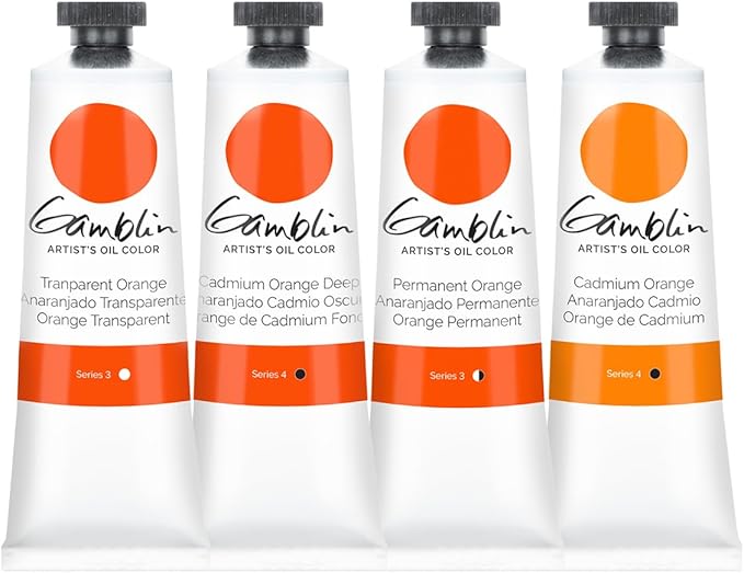Gamblin Artist Oil Paint Set For Professionals - ORANGE SET - 37ml Tubes