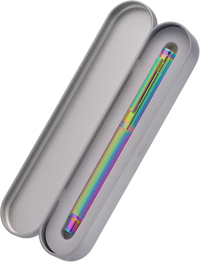 Asvine Hongdian Forest Fountain Pen Bent Nib Rainbow Color with Converter and Metal Pen Box Set