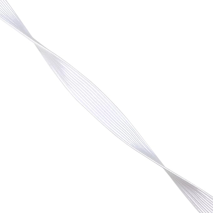 Mandala Crafts 10mm 50 Yds Roll of White Elastic Bands for Sewing - 3/8 Flat Elastics Cord - 3 8 Inch Braided Stretch Straps for Crafting