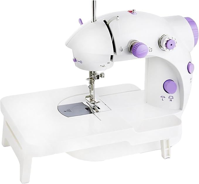 Sewing Machine for Beginners with Extension Table, Mini Sewing Machine with 2-Speed 2-Thread Stitches, Foot Pedal, LED Light, DIY Home Sewing Kit Beginners