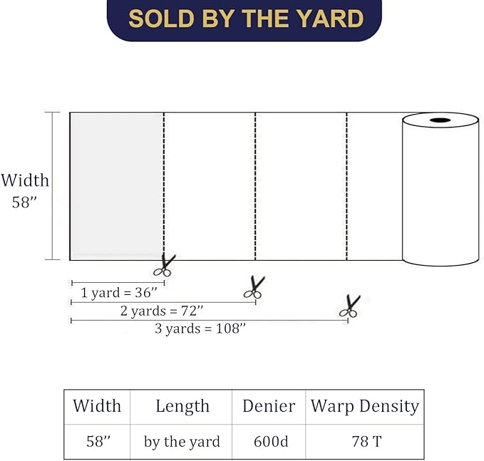 Waterproof Canvas Fabric by The Yard 600D Upholstery Cordura Fabric 58" Wide for Chairs Indoor Outdoor Water Resistant Canvas Polyester Material Sewing DIY Cloth, 3 Yards Light Brown